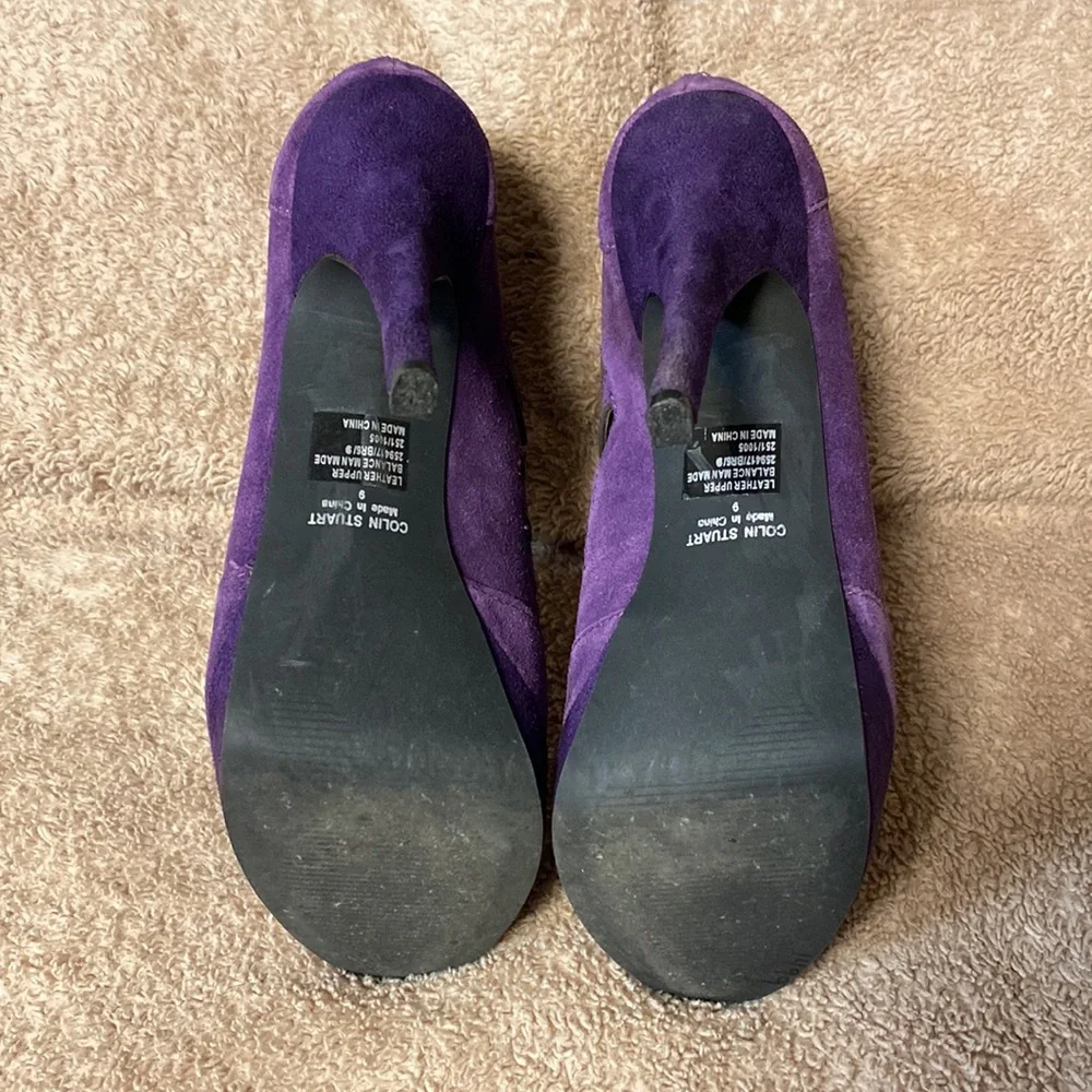 Colin Stuart Purple Suede Platform Heels